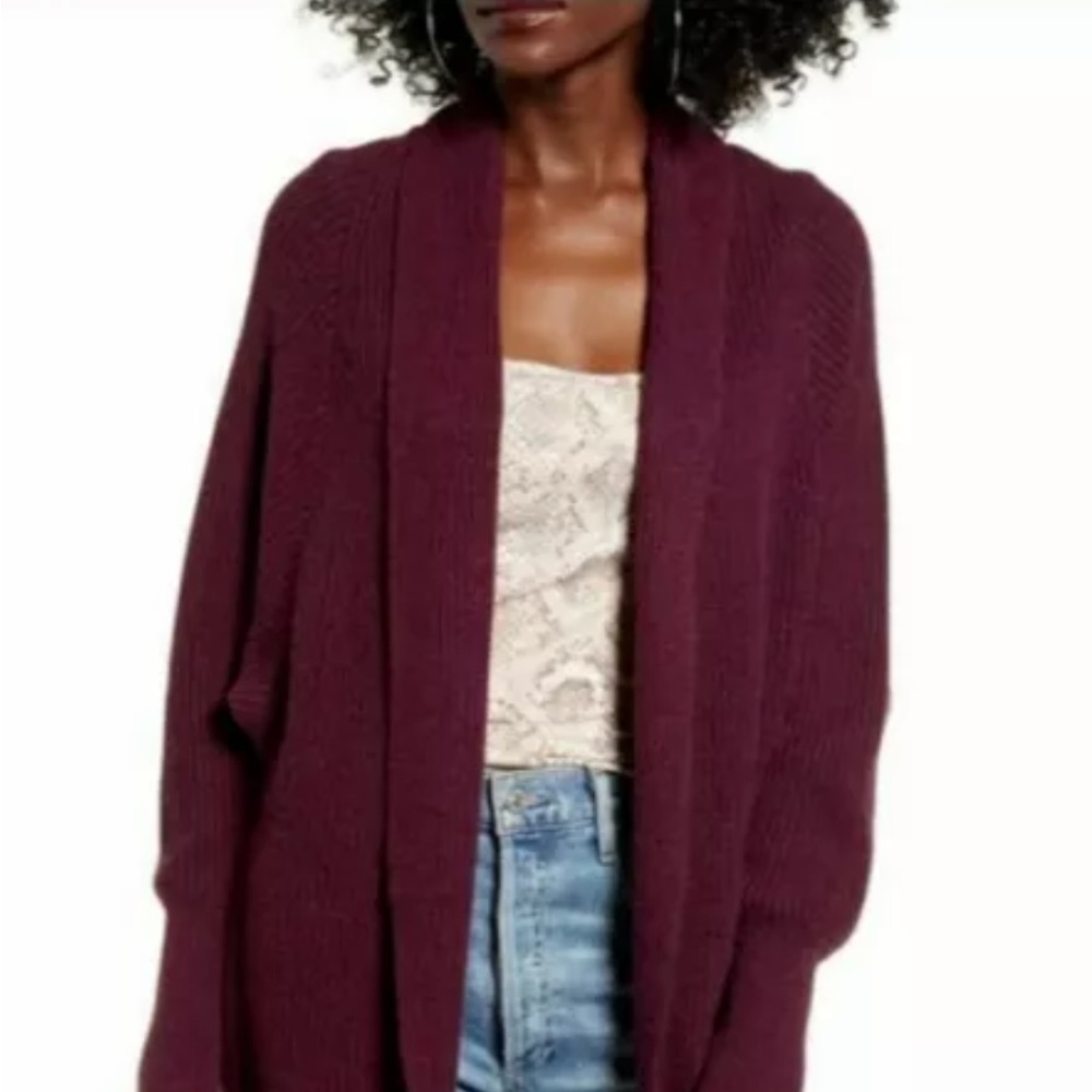 Leith Dolman Sleeve Cardigan in burgundy